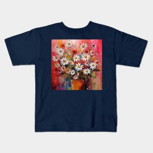 Bouquet of Daisies and Poppies in a Vase Kids T-Shirt